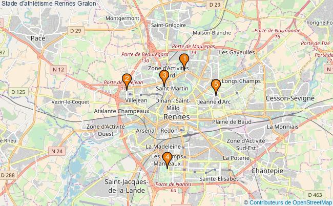 plan Stade dathlétisme Rennes : 5 équipements