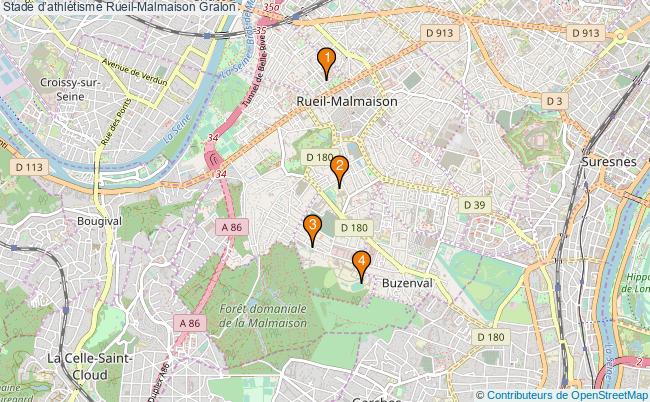 plan Stade dathlétisme Rueil-Malmaison : 4 équipements