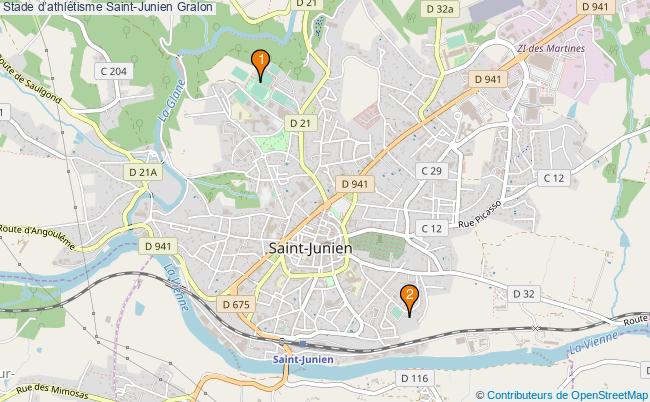 plan Stade dathlétisme Saint-Junien : 2 équipements
