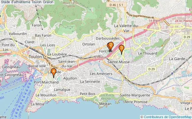 plan Stade dathlétisme Toulon : 4 équipements