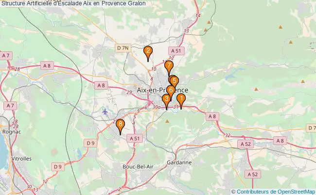 plan Structure Artificielle d'Escalade Aix en Provence : 8 équipements