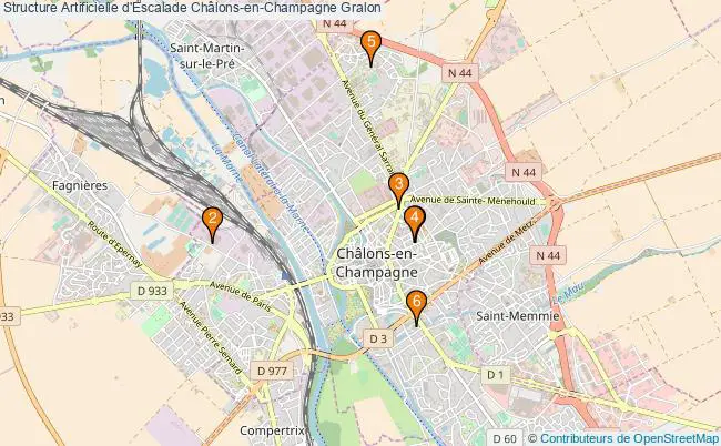 plan Structure Artificielle d'Escalade Châlons-en-Champagne : 6 équipements