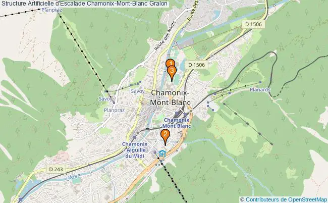 plan Structure Artificielle d'Escalade Chamonix-Mont-Blanc : 3 équipements