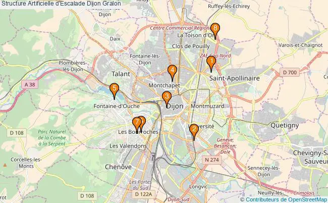 plan Structure Artificielle d'Escalade Dijon : 8 équipements