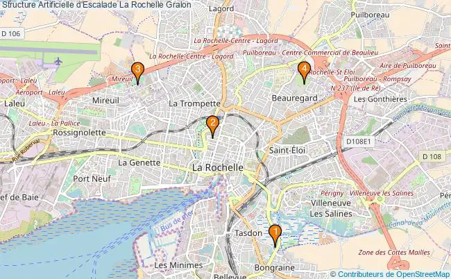 plan Structure Artificielle d'Escalade La Rochelle : 4 équipements