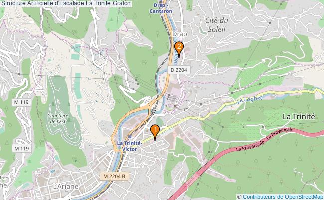 plan Structure Artificielle d'Escalade La Trinité : 2 équipements