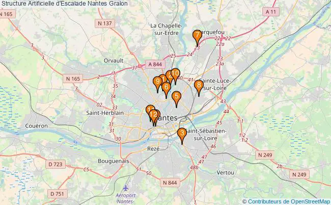 plan Structure Artificielle d'Escalade Nantes : 12 équipements