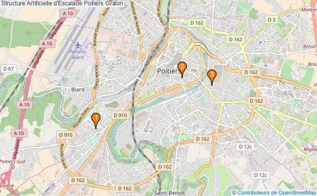 plan Structure Artificielle d'Escalade Poitiers : 3 équipements