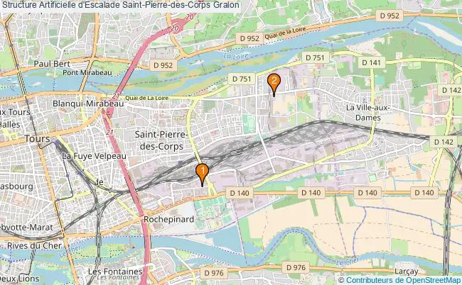plan Structure Artificielle d'Escalade Saint-Pierre-des-Corps : 2 équipements