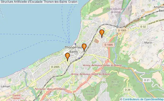 plan Structure Artificielle d'Escalade Thonon-les-Bains : 3 équipements
