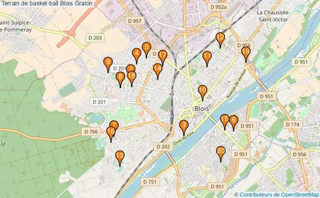 plan Terrain de basket-ball Blois : 20 équipements