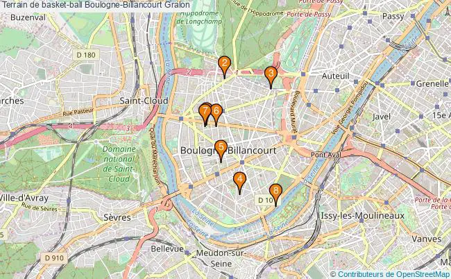 plan Terrain de basket-ball Boulogne-Billancourt : 8 équipements