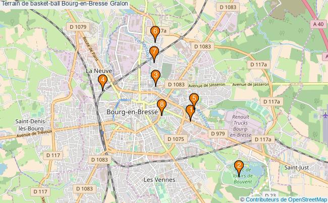 plan Terrain de basket-ball Bourg-en-Bresse : 8 équipements