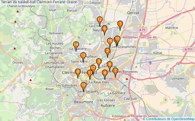 plan Terrain de basket-ball Clermont-Ferrand : 17 équipements