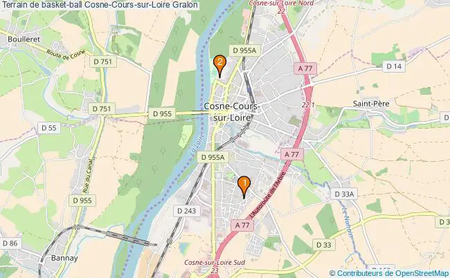 plan Terrain de basket-ball Cosne-Cours-sur-Loire : 2 équipements