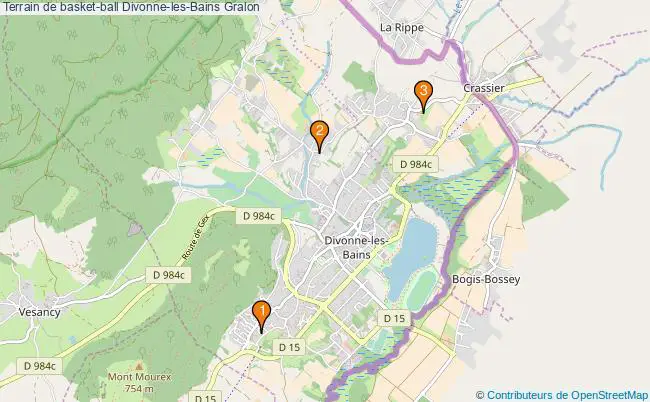 plan Terrain de basket-ball Divonne-les-Bains : 3 équipements