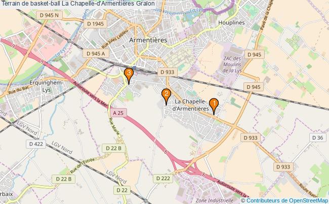 plan Terrain de basket-ball La Chapelle-d'Armentières : 3 équipements