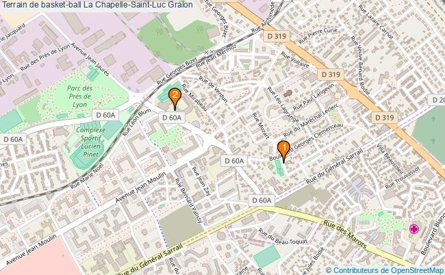 plan Terrain de basket-ball La Chapelle-Saint-Luc : 2 équipements