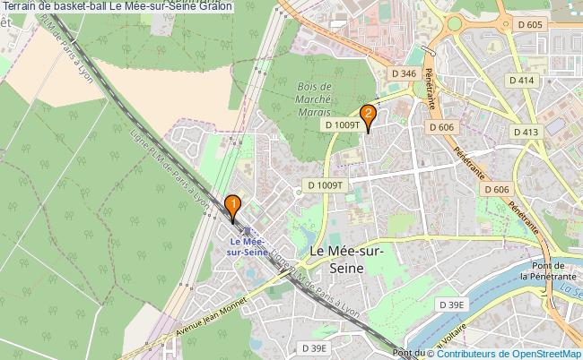plan Terrain de basket-ball Le Mée-sur-Seine : 2 équipements
