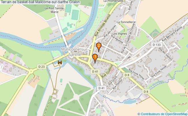 plan Terrain de basket-ball Malicorne-sur-Sarthe : 2 équipements