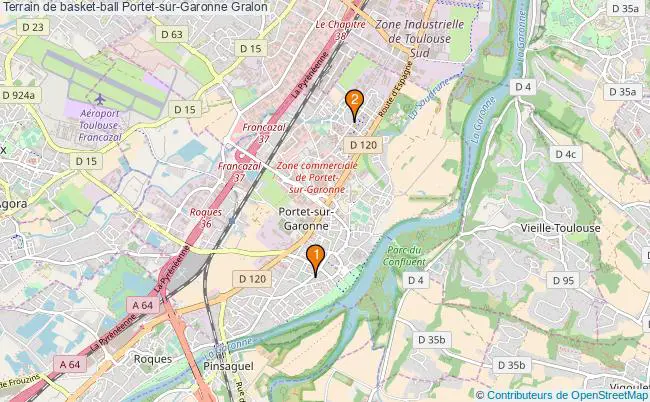 plan Terrain de basket-ball Portet-sur-Garonne : 2 équipements