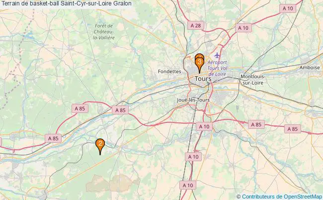 plan Terrain de basket-ball Saint-Cyr-sur-Loire : 3 équipements