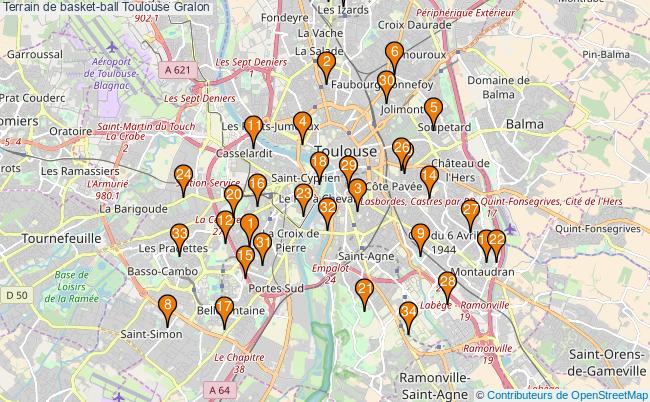 plan Terrain de basket-ball Toulouse : 34 équipements