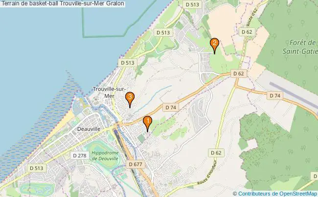 plan Terrain de basket-ball Trouville-sur-Mer : 3 équipements