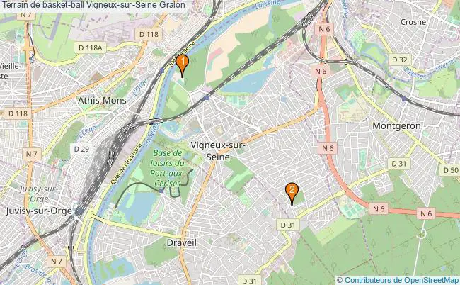 plan Terrain de basket-ball Vigneux-sur-Seine : 2 équipements