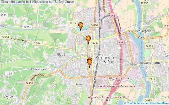 plan Terrain de basket-ball Villefranche-sur-Saône : 4 équipements