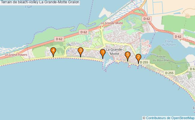 plan Terrain de beach-volley La Grande-Motte : 5 équipements