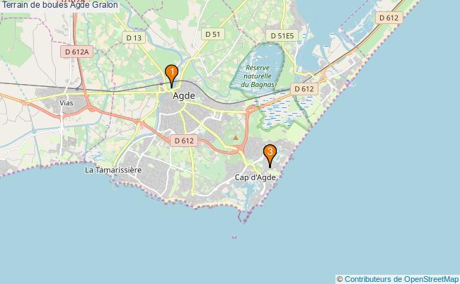 plan Terrain de boules Agde : 3 équipements
