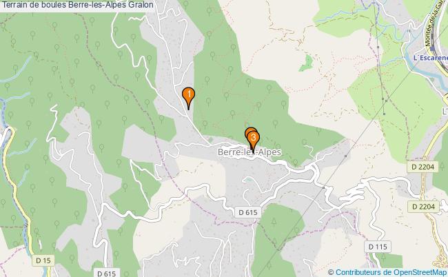 plan Terrain de boules Berre-les-Alpes : 3 équipements