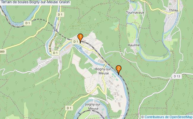 plan Terrain de boules Bogny-sur-Meuse : 2 équipements