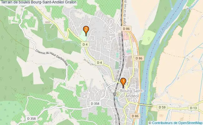 plan Terrain de boules Bourg-Saint-Andéol : 2 équipements