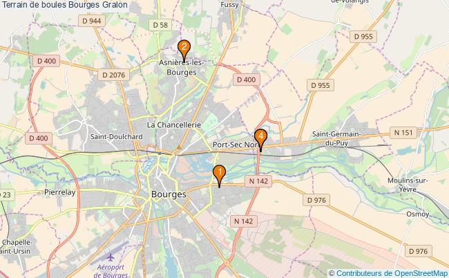 plan Terrain de boules Bourges : 4 équipements