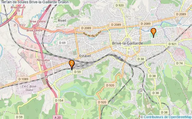 plan Terrain de boules Brive-la-Gaillarde : 3 équipements