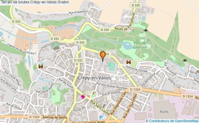plan Terrain de boules Crépy-en-Valois : 1 équipements