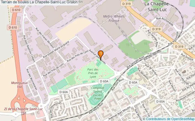 plan Terrain de boules La Chapelle-Saint-Luc : 1 équipements