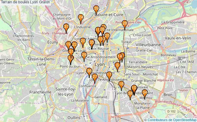 plan Terrain de boules Lyon : 39 équipements