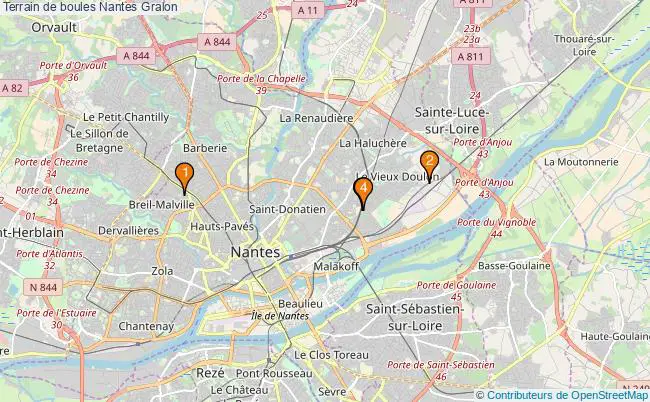plan Terrain de boules Nantes : 4 équipements