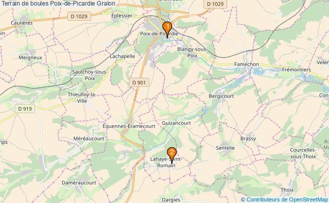 plan Terrain de boules Poix-de-Picardie : 2 équipements