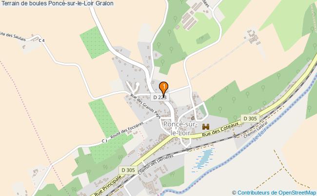 plan Terrain de boules Poncé-sur-le-Loir : 1 équipements
