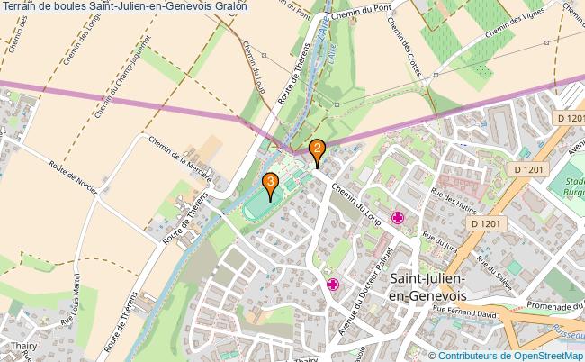 plan Terrain de boules Saint-Julien-en-Genevois : 3 équipements