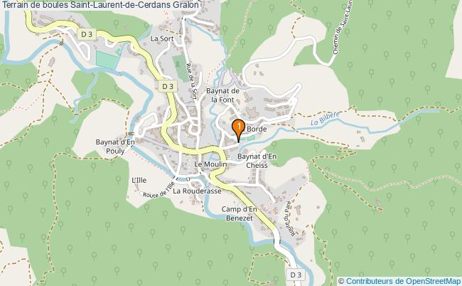 plan Terrain de boules Saint-Laurent-de-Cerdans : 1 équipements