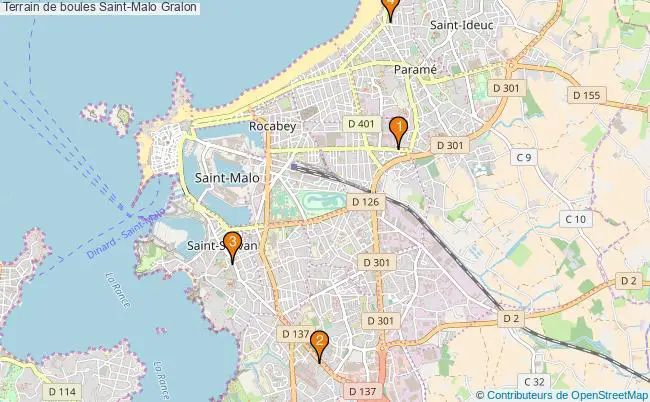 plan Terrain de boules Saint-Malo : 4 équipements