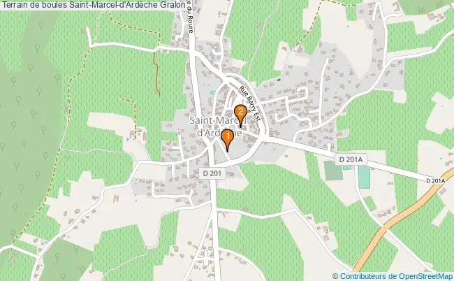 plan Terrain de boules Saint-Marcel-d'Ardèche : 2 équipements