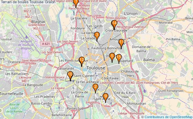 plan Terrain de boules Toulouse : 15 équipements