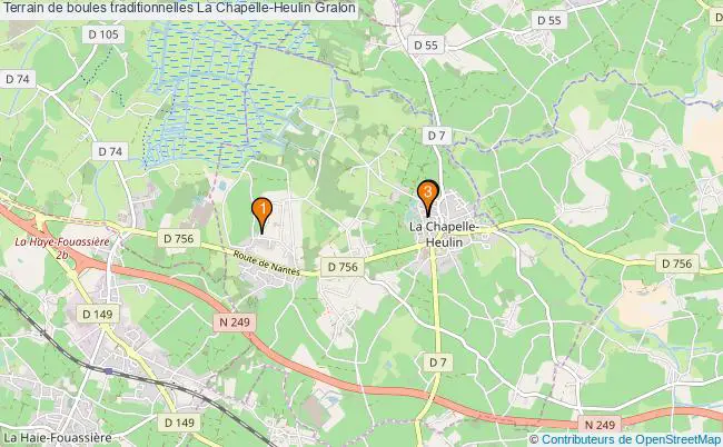 plan Terrain de boules traditionnelles La Chapelle-Heulin : 3 équipements