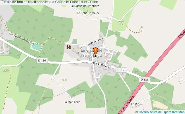 plan Terrain de boules traditionnelles La Chapelle-Saint-Laud : 1 équipements